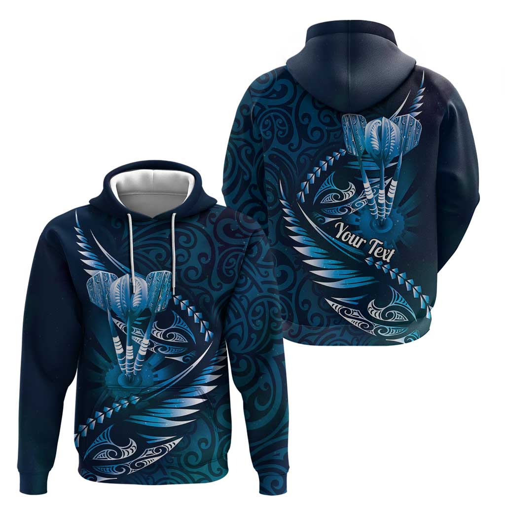 Personalised All Blue New Zealand Darts Zip Hoodie Aoteroa Fern Maori Galaxy Style