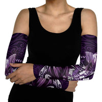 Personalised All Purple New Zealand Darts Arm Sleeves Aoteroa Fern Maori Galaxy Style - Polynesian Pride