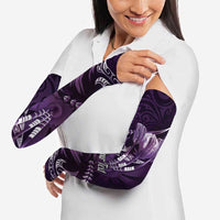 Personalised All Purple New Zealand Darts Arm Sleeves Aoteroa Fern Maori Galaxy Style - Polynesian Pride