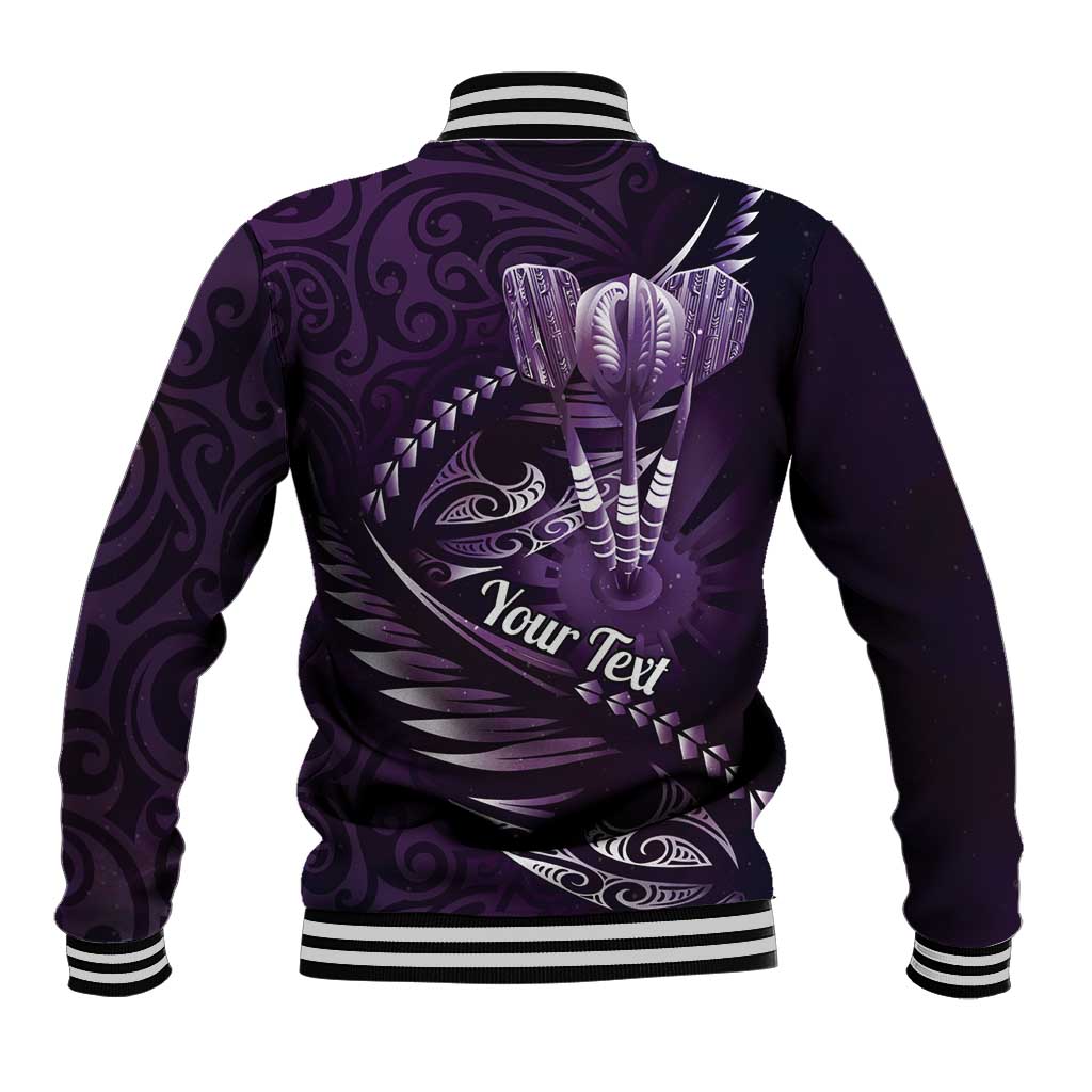 Personalised All Purple New Zealand Darts Baseball Jacket Aoteroa Fern Maori Galaxy Style