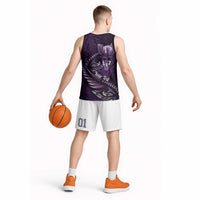 Personalised All Purple New Zealand Darts Basketball Jersey Aoteroa Fern Maori Galaxy Style - Polynesian Pride