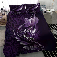 Personalised All Purple New Zealand Darts Bedding Set Aoteroa Fern Maori Galaxy Style