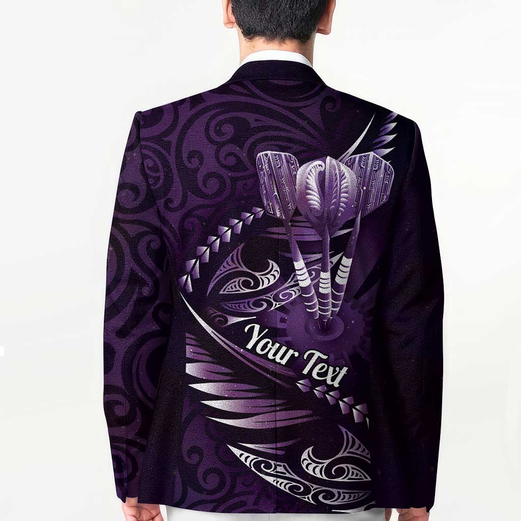 Personalised All Purple New Zealand Darts Blazer Aoteroa Fern Maori Galaxy Style - Polynesian Pride