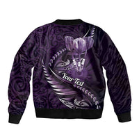 Personalised All Purple New Zealand Darts Bomber Jacket Aoteroa Fern Maori Galaxy Style
