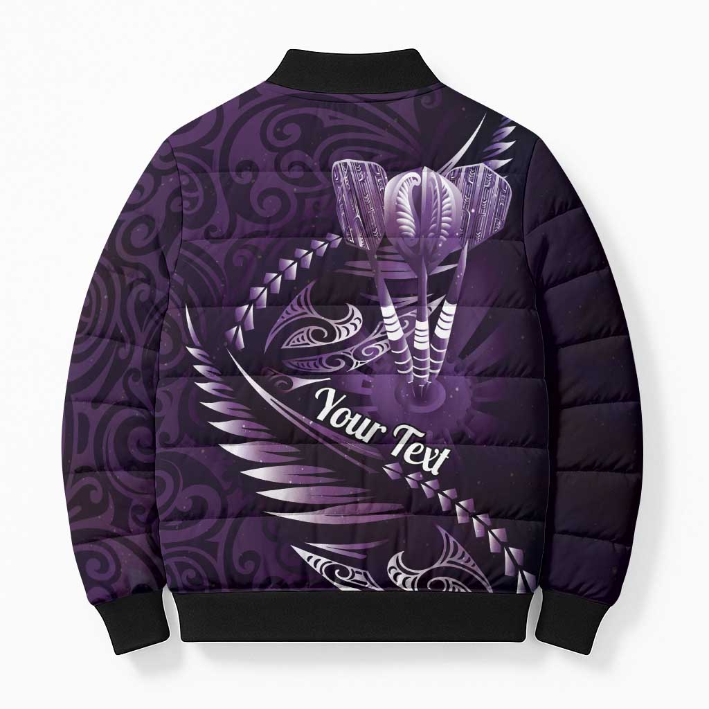 Personalised All Purple New Zealand Darts Bomber Puffer Jacket Aoteroa Fern Maori Galaxy Style - Polynesian Pride