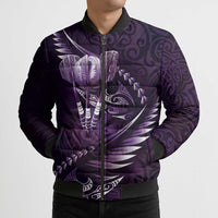 Personalised All Purple New Zealand Darts Bomber Puffer Jacket Aoteroa Fern Maori Galaxy Style - Polynesian Pride
