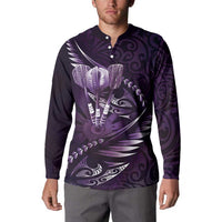 Personalised All Purple New Zealand Darts Button Sweatshirt Aoteroa Fern Maori Galaxy Style