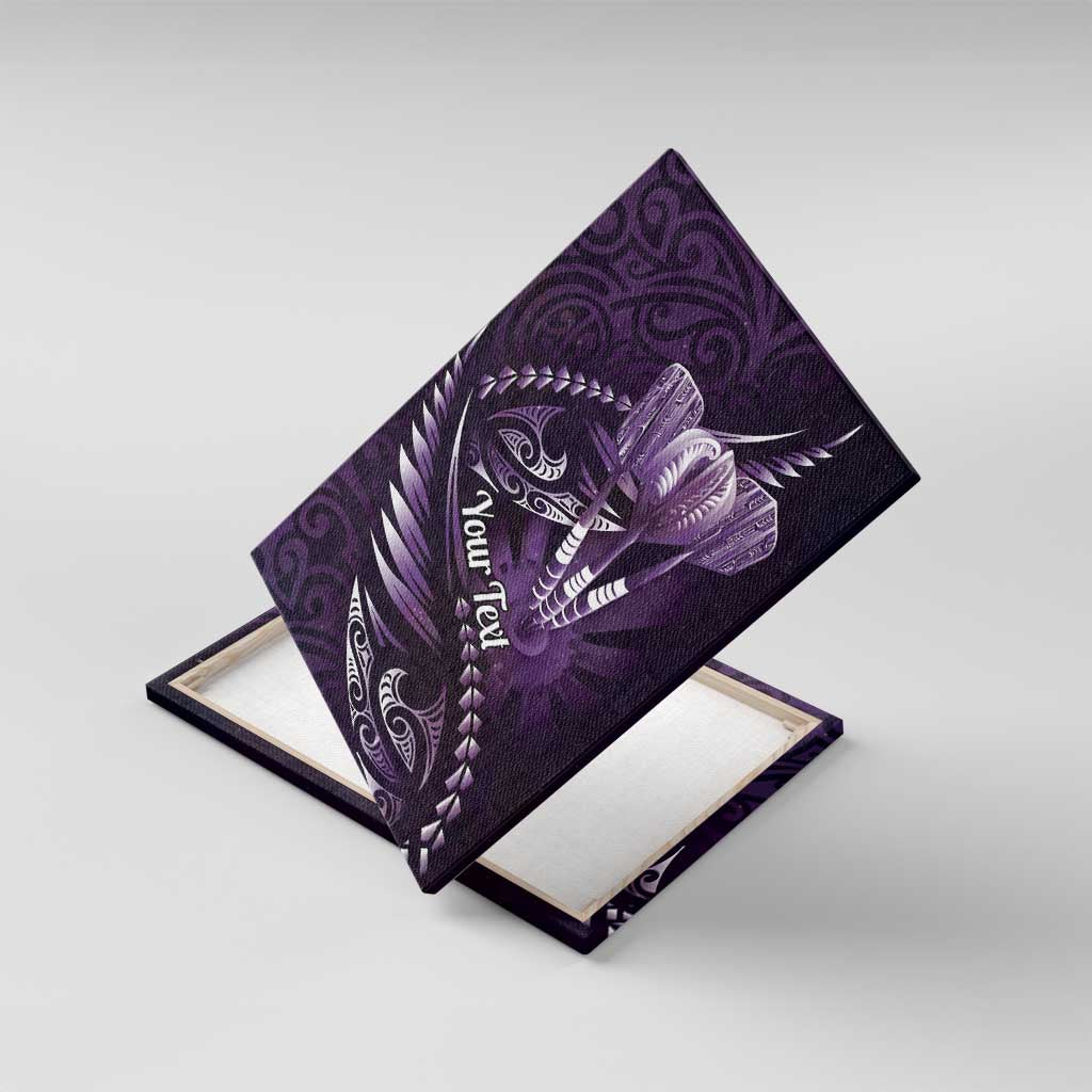 Personalised All Purple New Zealand Darts Canvas Wall Art Aoteroa Fern Maori Galaxy Style