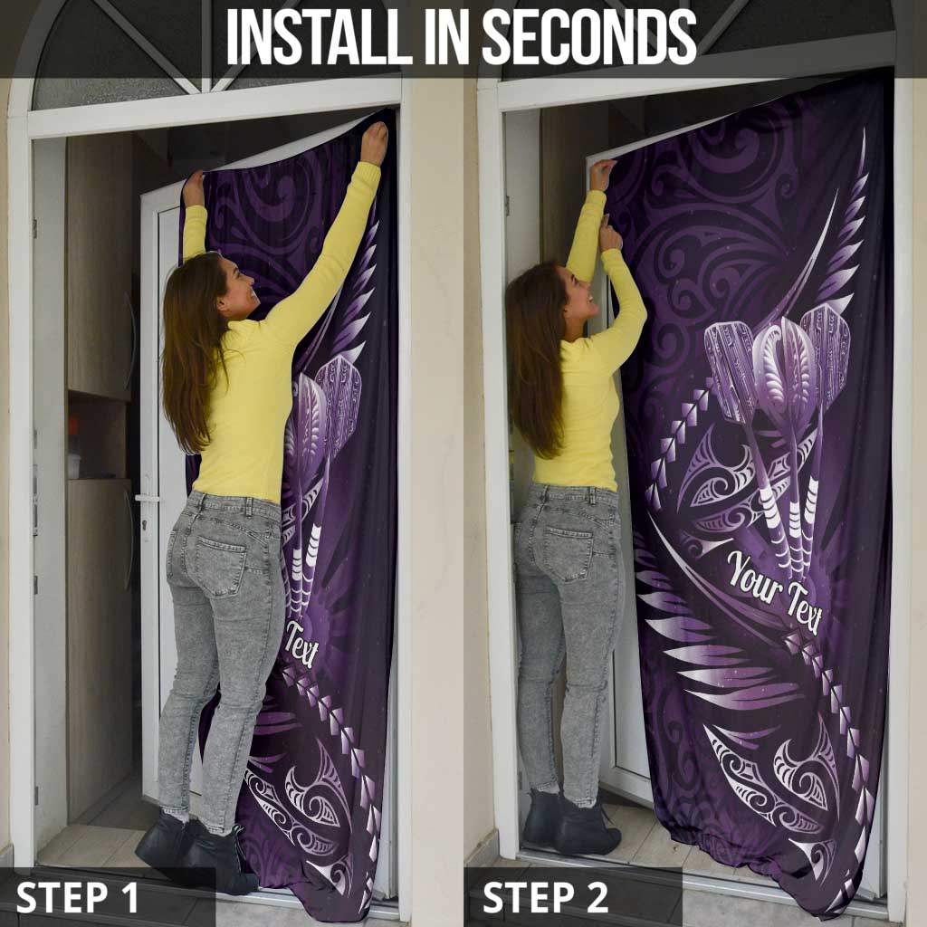 Personalised All Purple New Zealand Darts Door Cover Aoteroa Fern Maori Galaxy Style - Polynesian Pride