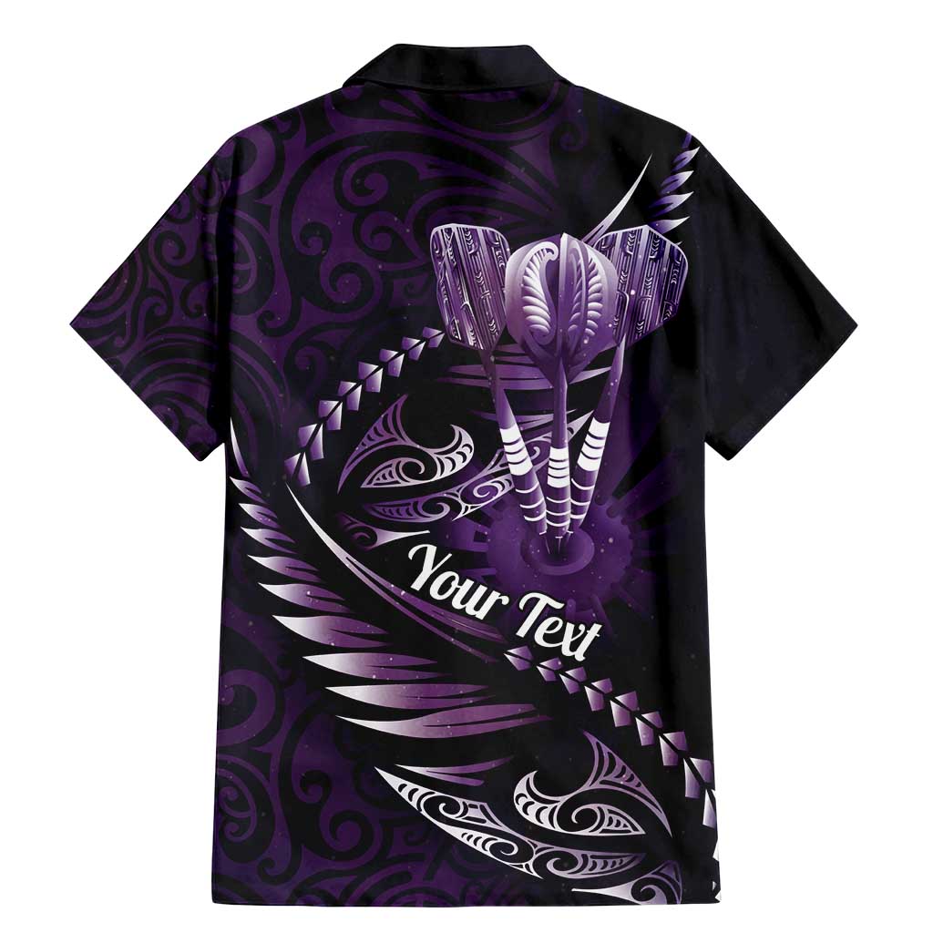Personalised All Purple New Zealand Darts Family Matching Mermaid Dress and Hawaiian Shirt Aoteroa Fern Maori Galaxy Style