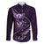 Personalised All Purple New Zealand Darts Family Matching Off The Shoulder Long Sleeve Dress and Hawaiian Shirt Aoteroa Fern Maori Galaxy Style