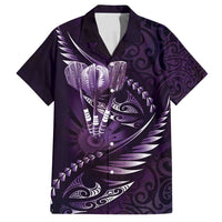 Personalised All Purple New Zealand Darts Family Matching Summer Maxi Dress and Hawaiian Shirt Aoteroa Fern Maori Galaxy Style