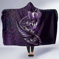 Personalised All Purple New Zealand Darts Hooded Blanket Aoteroa Fern Maori Galaxy Style