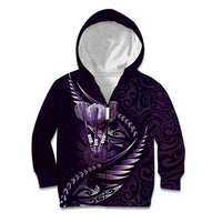 Personalised All Purple New Zealand Darts Kid Hoodie Aoteroa Fern Maori Galaxy Style