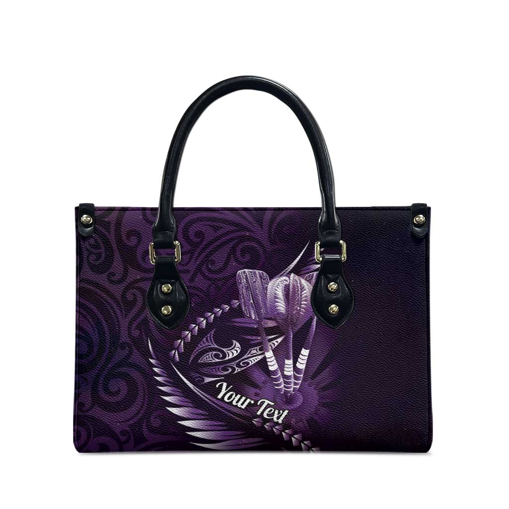 Personalised All Purple New Zealand Darts Leather Bag Aoteroa Fern Maori Galaxy Style - Polynesian Pride