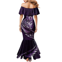Personalised All Purple New Zealand Darts Mermaid Dress Aoteroa Fern Maori Galaxy Style