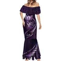 Personalised All Purple New Zealand Darts Mermaid Dress Aoteroa Fern Maori Galaxy Style