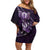 Personalised All Purple New Zealand Darts Off Shoulder Short Dress Aoteroa Fern Maori Galaxy Style