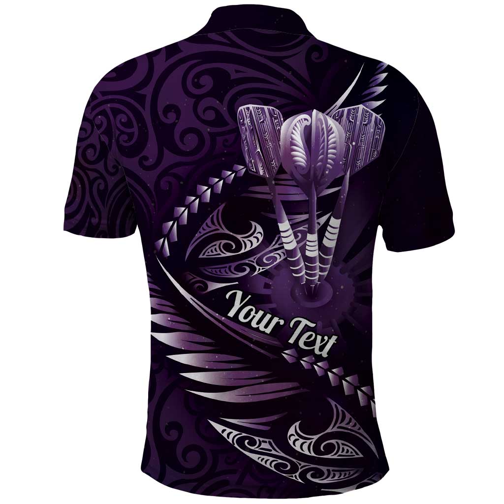 Personalised All Purple New Zealand Darts Polo Shirt Aoteroa Fern Maori Galaxy Style