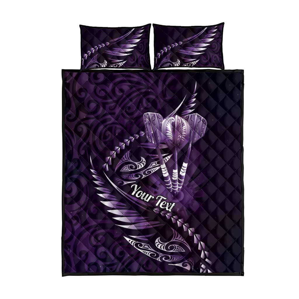 Personalised All Purple New Zealand Darts Quilt Bed Set Aoteroa Fern Maori Galaxy Style