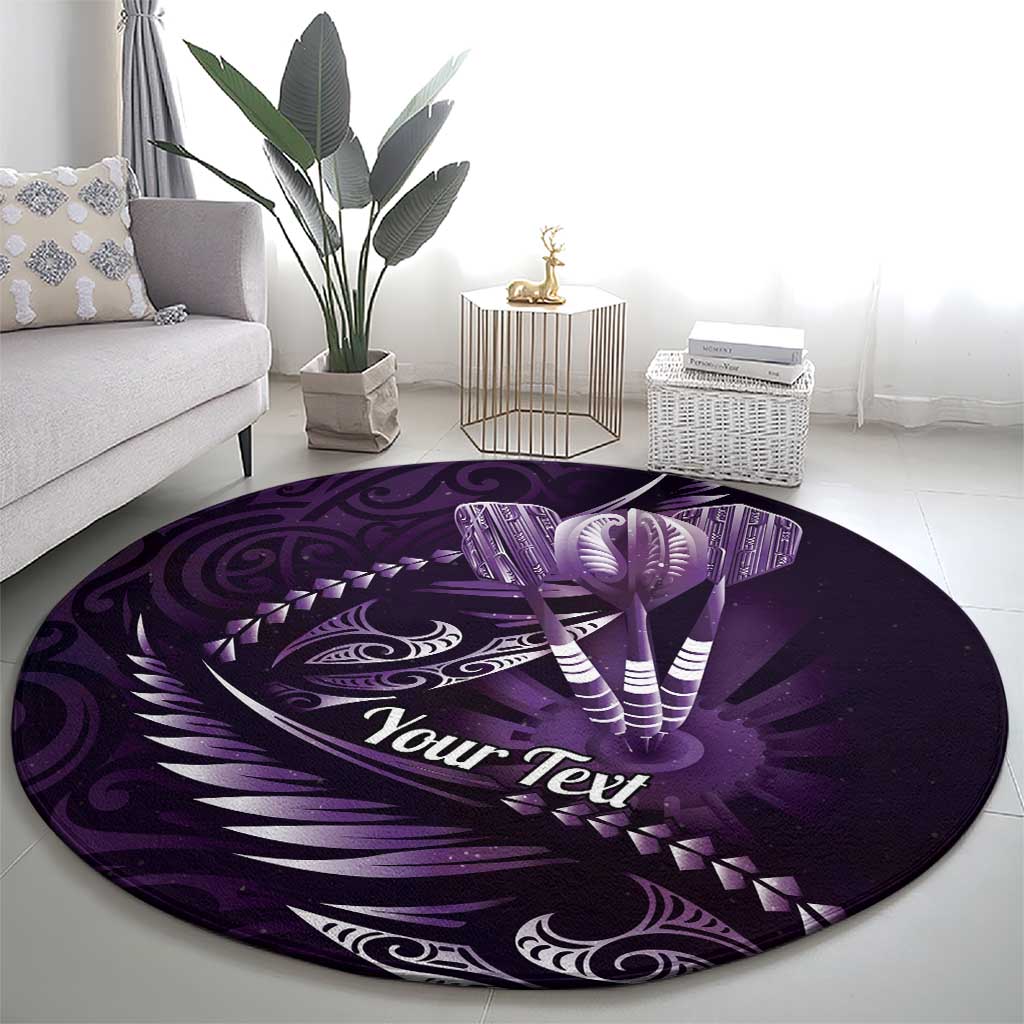 Personalised All Purple New Zealand Darts Round Carpet Aoteroa Fern Maori Galaxy Style