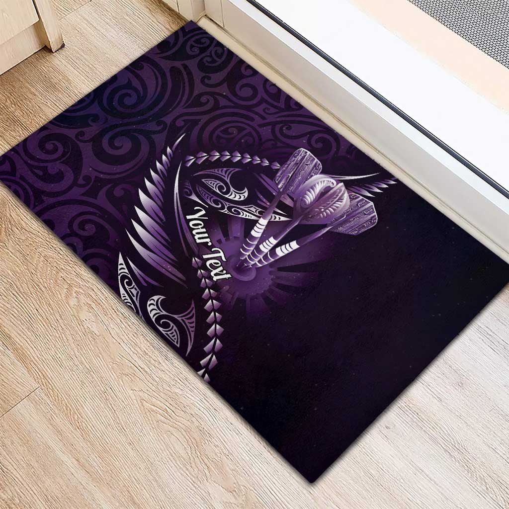 Personalised All Purple New Zealand Darts Rubber Doormat Aoteroa Fern Maori Galaxy Style