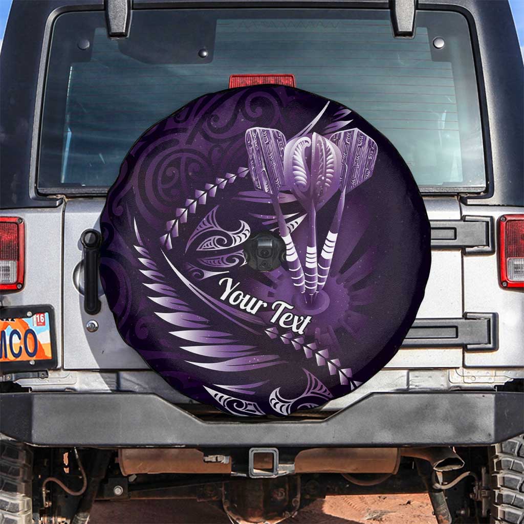 Personalised All Purple New Zealand Darts Spare Tire Cover Aoteroa Fern Maori Galaxy Style