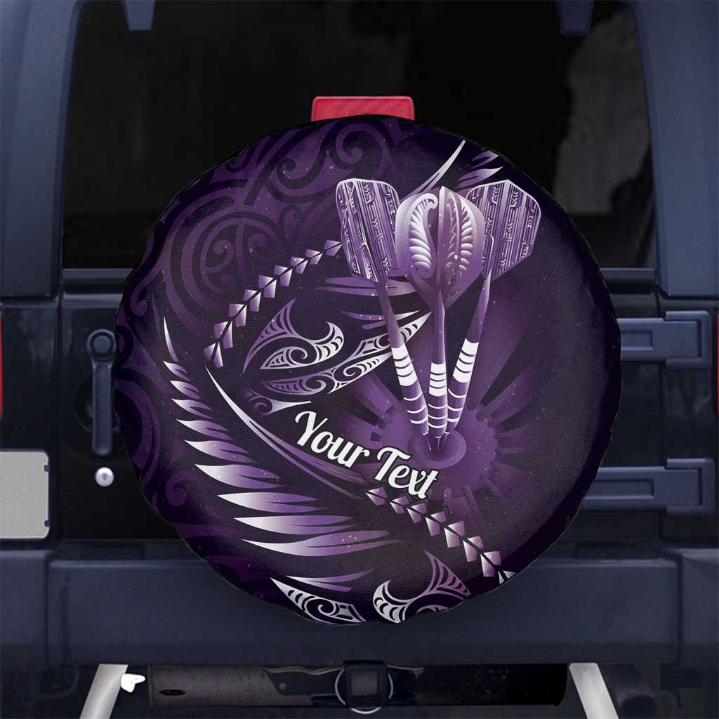 Personalised All Purple New Zealand Darts Spare Tire Cover Aoteroa Fern Maori Galaxy Style