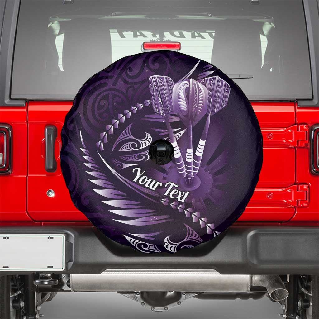 Personalised All Purple New Zealand Darts Spare Tire Cover Aoteroa Fern Maori Galaxy Style