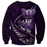 Personalised All Purple New Zealand Darts Sweatshirt Aoteroa Fern Maori Galaxy Style