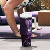 All Purple New Zealand Darts Tumbler With Handle Aoteroa Fern Maori Galaxy Style