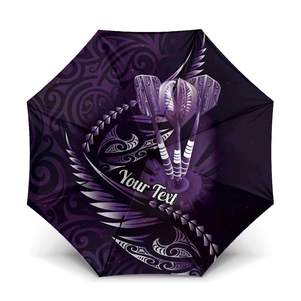 Personalised All Purple New Zealand Darts Umbrella Aoteroa Fern Maori Galaxy Style - Polynesian Pride