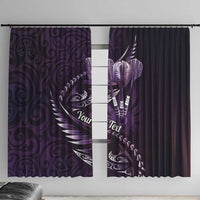 Personalised All Purple New Zealand Darts Window Curtain Aoteroa Fern Maori Galaxy Style