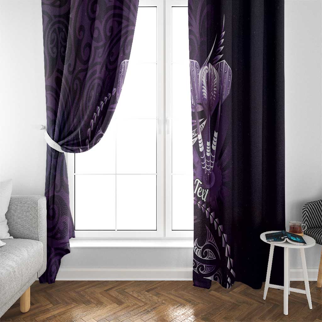 Personalised All Purple New Zealand Darts Window Curtain Aoteroa Fern Maori Galaxy Style