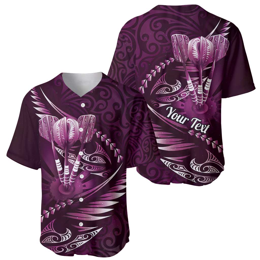 Personalised All Pink New Zealand Darts Baseball Jersey Aoteroa Fern Maori Galaxy Style
