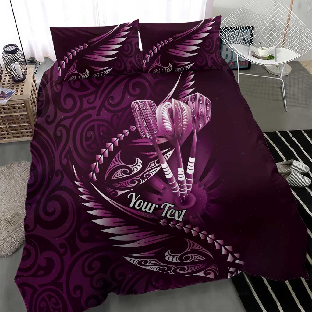 Personalised All Pink New Zealand Darts Bedding Set Aoteroa Fern Maori Galaxy Style