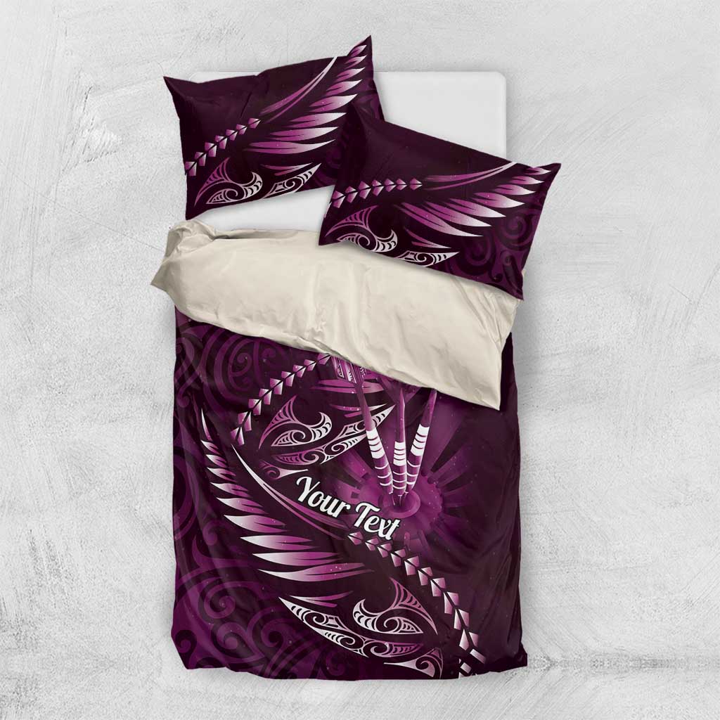 Personalised All Pink New Zealand Darts Bedding Set Aoteroa Fern Maori Galaxy Style