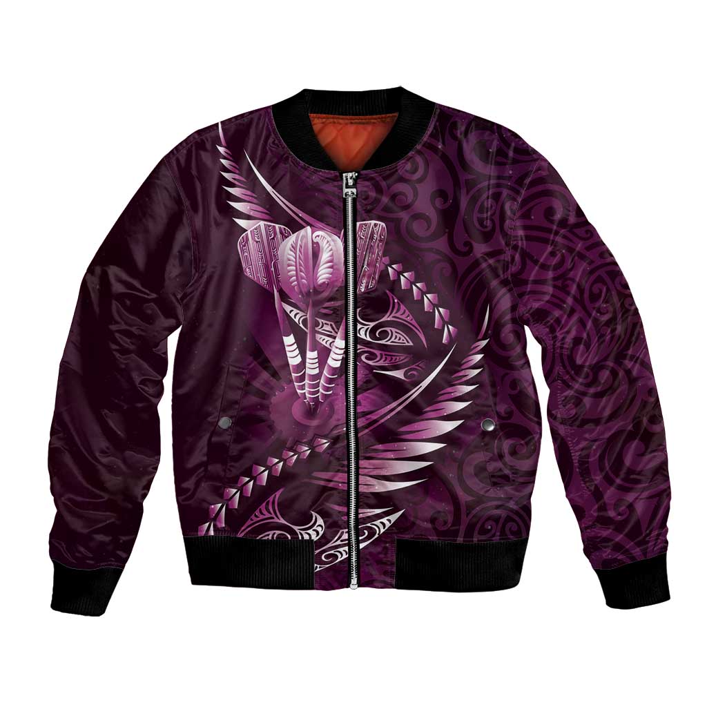 Personalised All Pink New Zealand Darts Bomber Jacket Aoteroa Fern Maori Galaxy Style