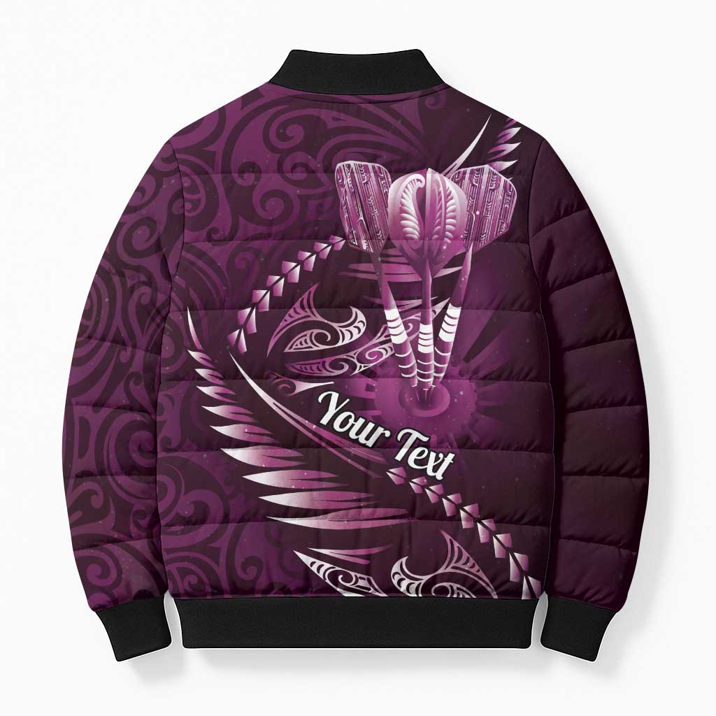 Personalised All Pink New Zealand Darts Bomber Puffer Jacket Aoteroa Fern Maori Galaxy Style - Polynesian Pride