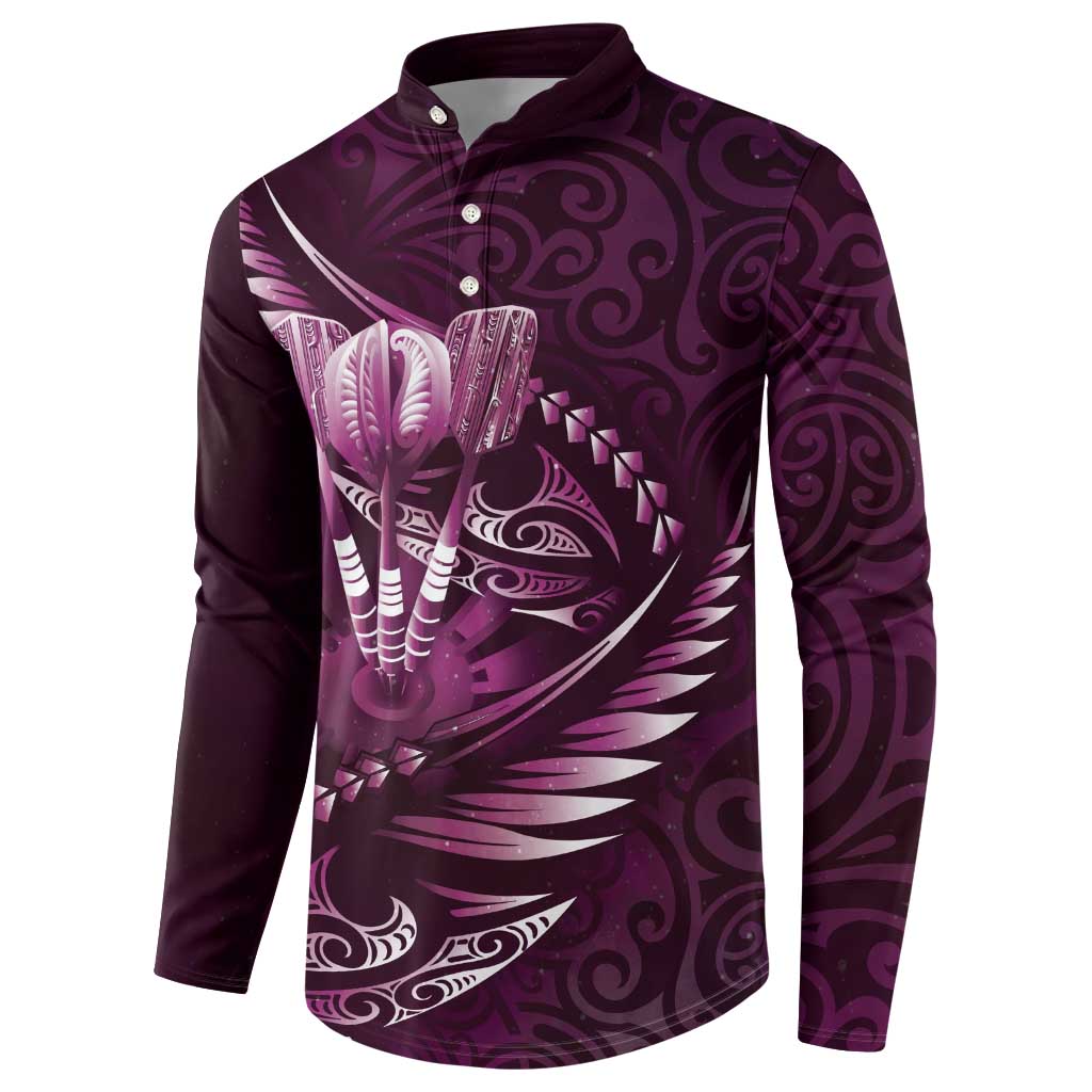 Personalised All Pink New Zealand Darts Button Sweatshirt Aoteroa Fern Maori Galaxy Style