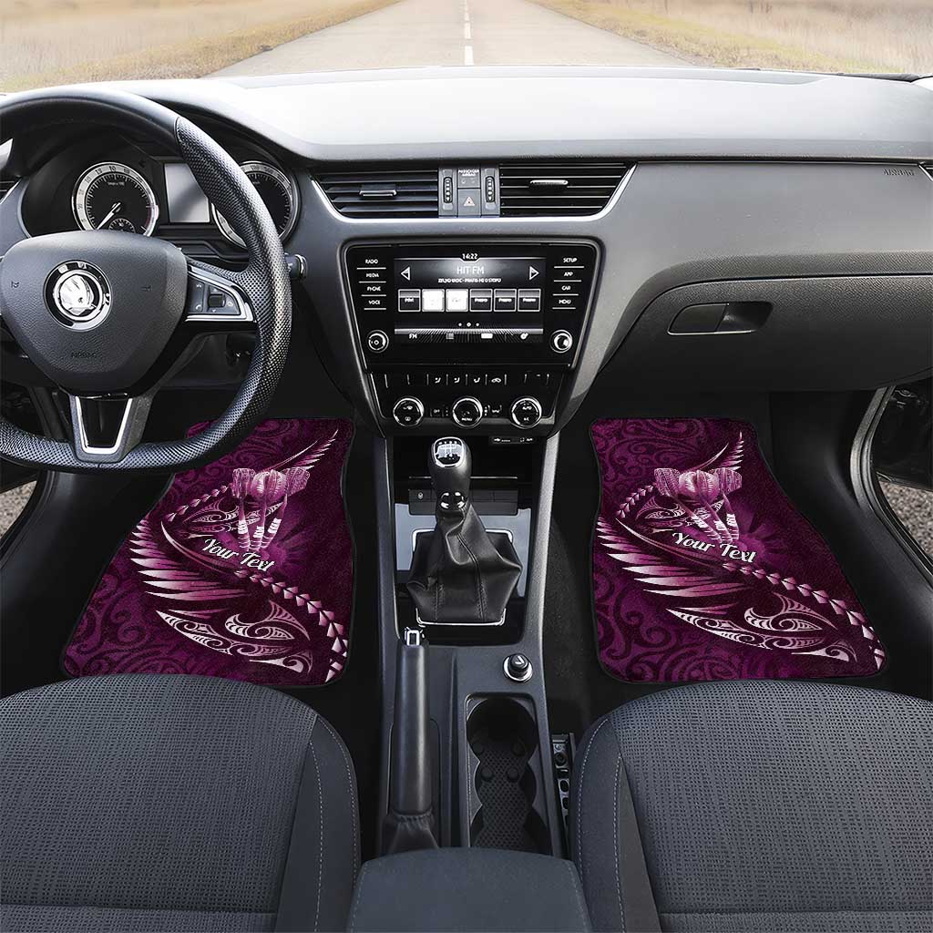 Personalised All Pink New Zealand Darts Car Mats Aoteroa Fern Maori Galaxy Style