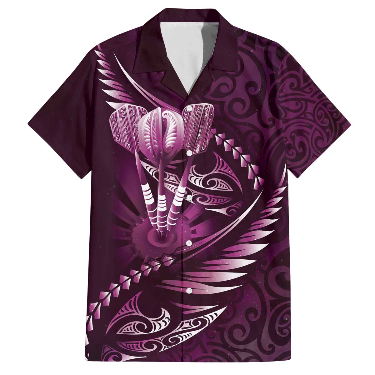 Personalised All Pink New Zealand Darts Family Matching Off The Shoulder Long Sleeve Dress and Hawaiian Shirt Aoteroa Fern Maori Galaxy Style