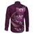 Personalised All Pink New Zealand Darts Family Matching Off The Shoulder Long Sleeve Dress and Hawaiian Shirt Aoteroa Fern Maori Galaxy Style