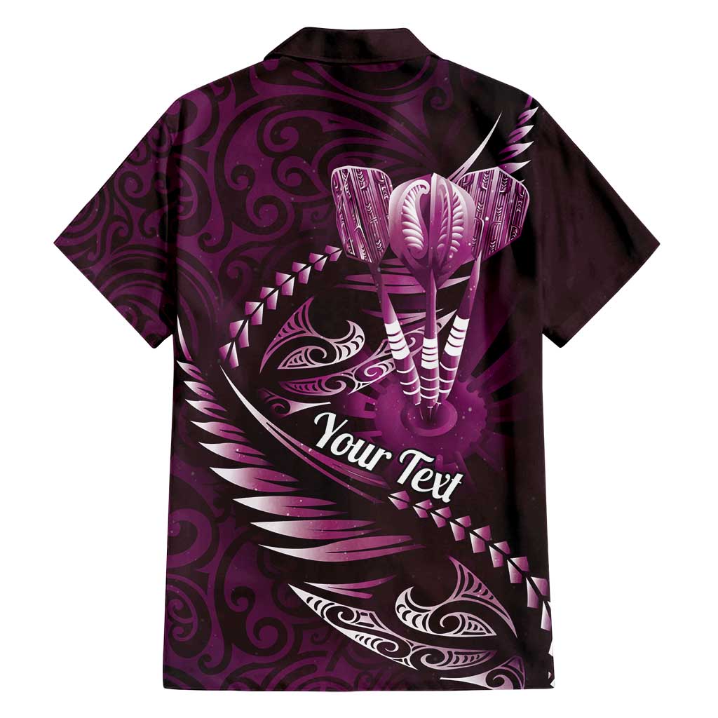 Personalised All Pink New Zealand Darts Family Matching Off Shoulder Maxi Dress and Hawaiian Shirt Aoteroa Fern Maori Galaxy Style