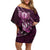 Personalised All Pink New Zealand Darts Family Matching Off Shoulder Short Dress and Hawaiian Shirt Aoteroa Fern Maori Galaxy Style