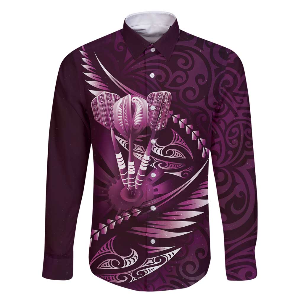 Personalised All Pink New Zealand Darts Family Matching Puletasi and Hawaiian Shirt Aoteroa Fern Maori Galaxy Style