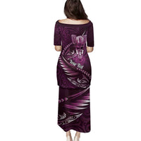 Personalised All Pink New Zealand Darts Family Matching Puletasi and Hawaiian Shirt Aoteroa Fern Maori Galaxy Style