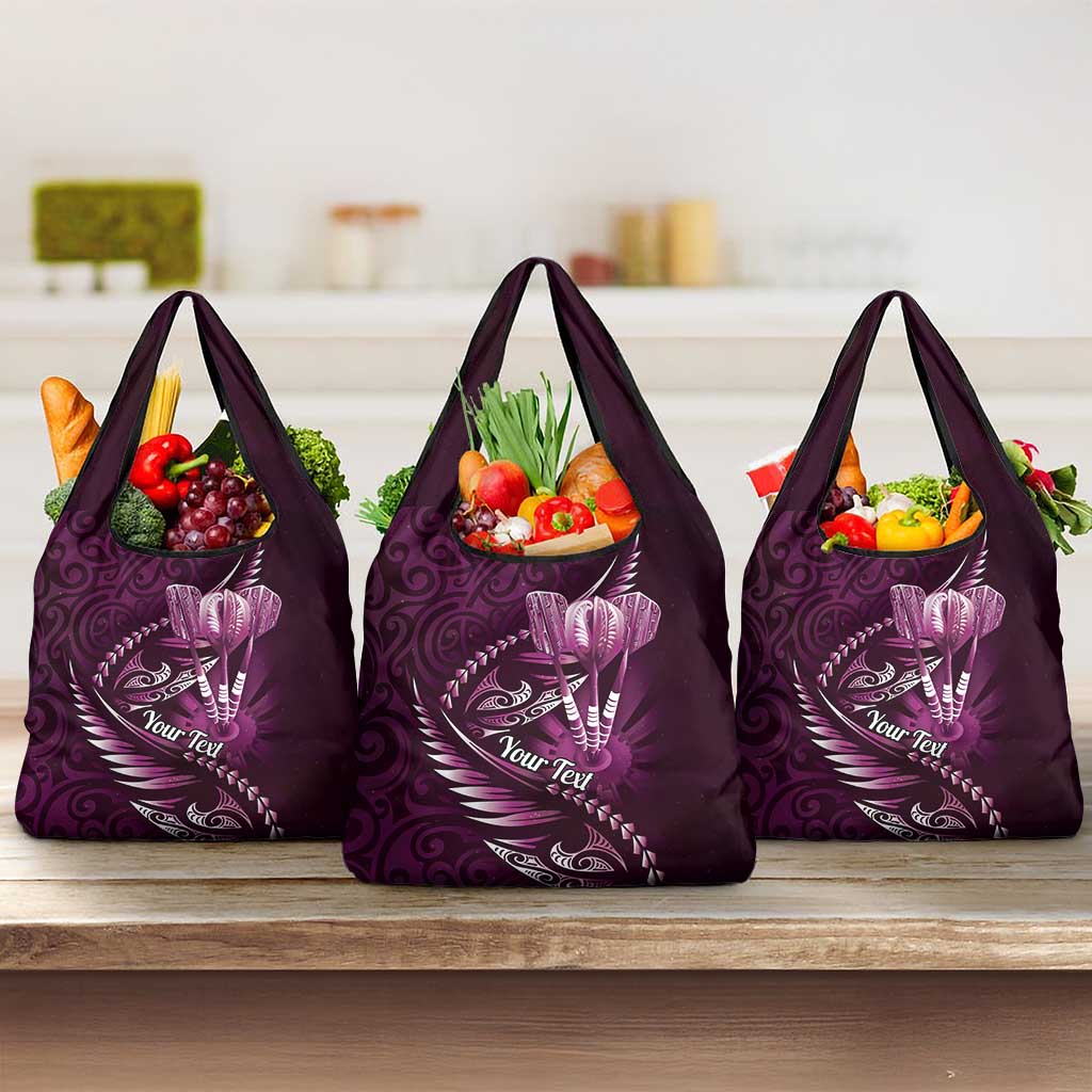 Personalised All Pink New Zealand Darts Grocery Bag Aoteroa Fern Maori Galaxy Style LT14 3-pack One Size Pink - Polynesian Pride