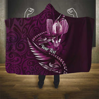 Personalised All Pink New Zealand Darts Hooded Blanket Aoteroa Fern Maori Galaxy Style