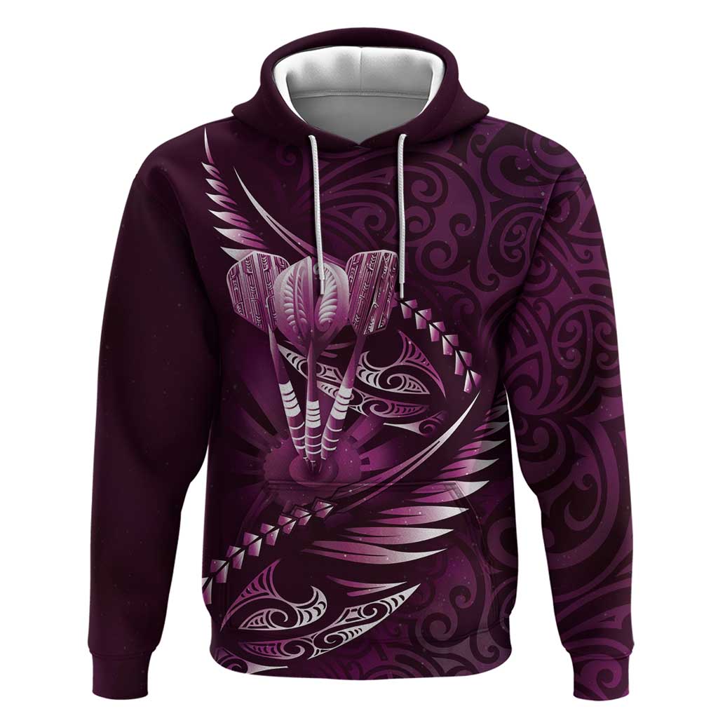 Personalised All Pink New Zealand Darts Hoodie Aoteroa Fern Maori Galaxy Style